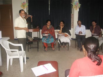 Dr.Vinod Chebbi of Medisex Foundation talking to the participants
