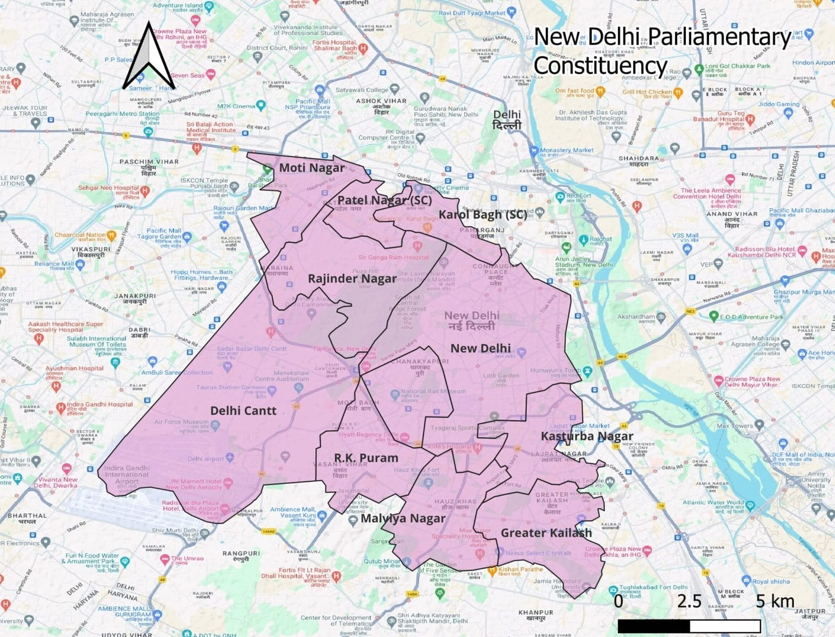 Map of New Delhi constituency