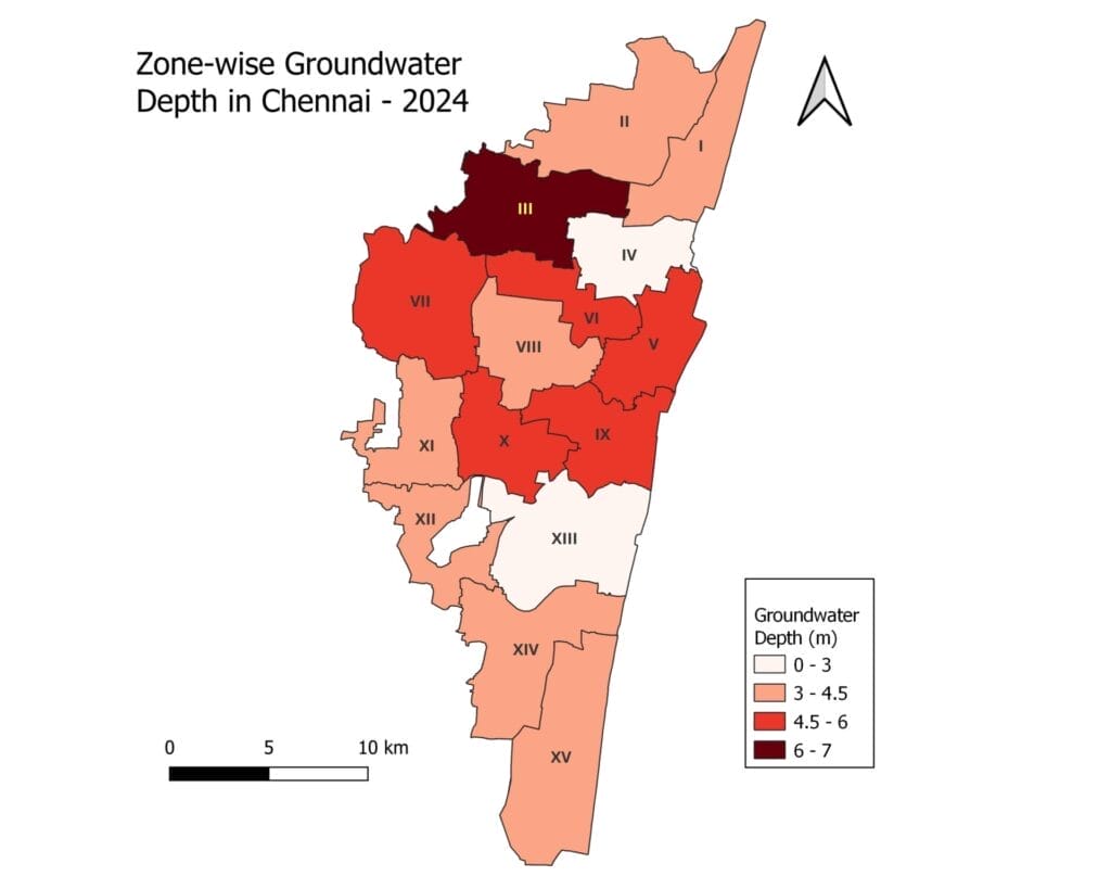 Zone wise ground water level map