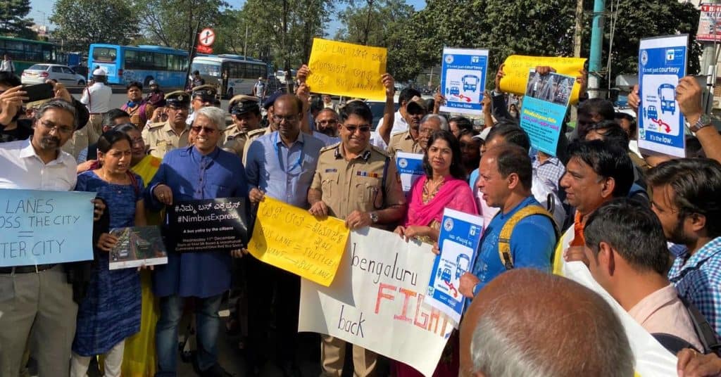 Officials and citizen groups at the NimbusExpress Yatra in 2019