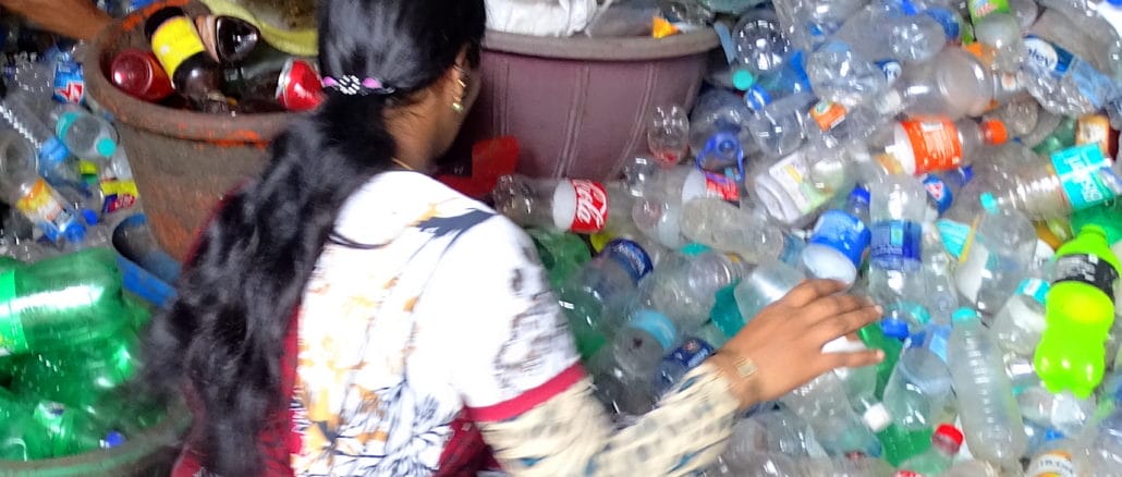 Waste sorters with plastic bottles