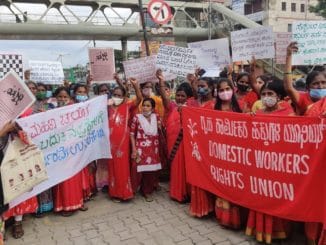 domestic workers' protest in marathahalli