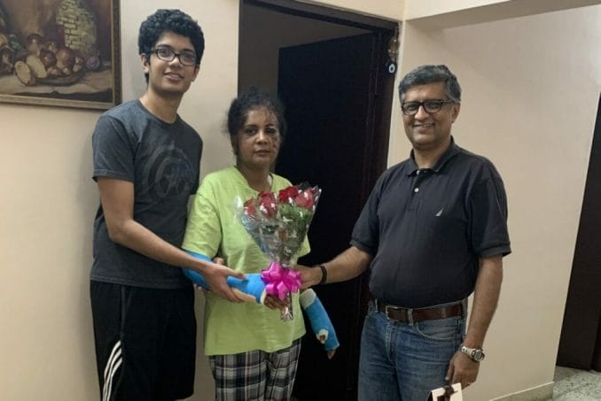 Rekha Shankar with loved ones a month after the accident
