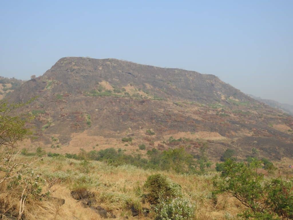 Kharghar Hill in late December 2020, after burning