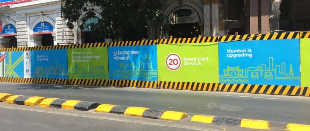 Mumbai-is-upgrading construction barricades around the Mumbai metro line 3