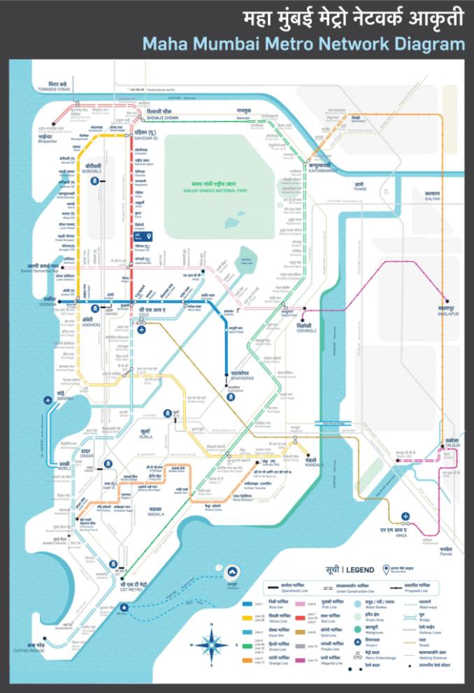 Map of the Mumbai metro lines