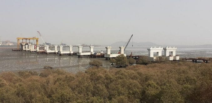 The Mumbai Trans Harbour Link (MTHL) under construction
