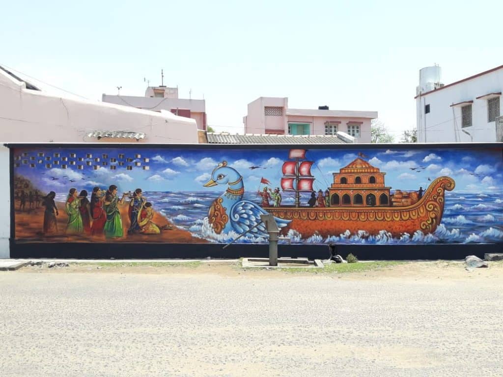 Urban wage employment scheme in Odisha: A wall mural done by the workers