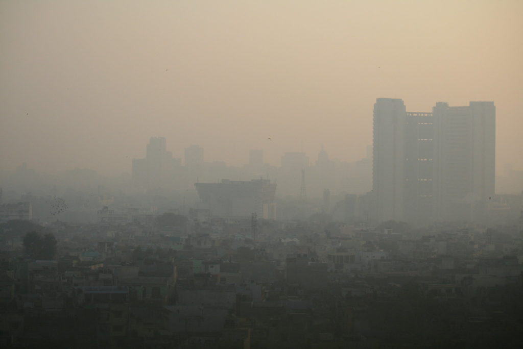 view of smog over west delhi 