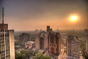 view of Delhi's sky covered in smog
