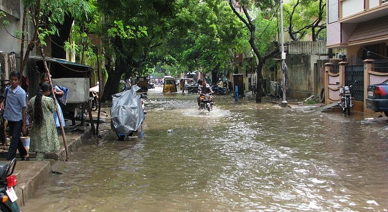Urban floods: A flooded road in Chennai