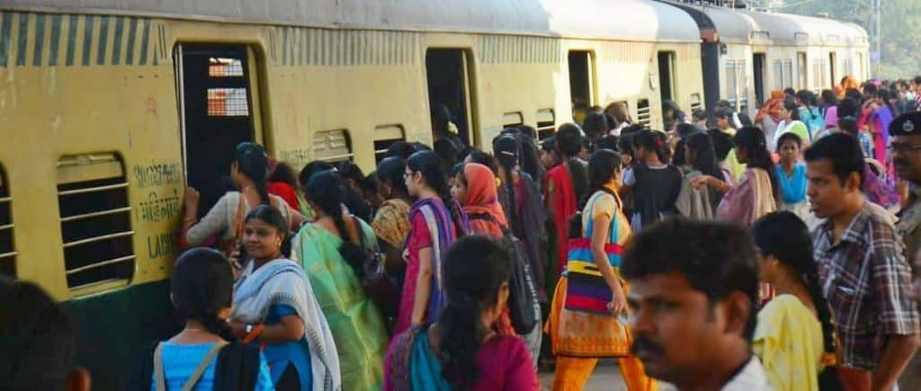 Women commuting by suburban rail in Chennai