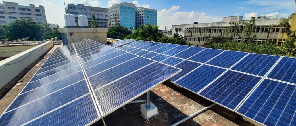 Solar panels installed on a Chennai rooftop